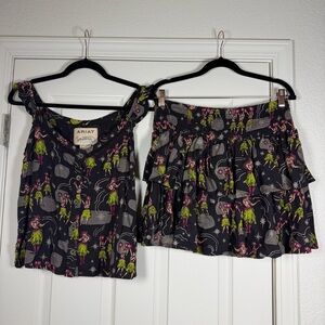 Ariat Western Aloha Ruffle Tank Tiered Skirt 2 Piece Set NWOT Medium